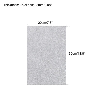 Harfington Glitter EVA Foam Sheets Soft Paper Self-Adhesive 11.8x7.8 Inch Silver Tone 2 Pcs