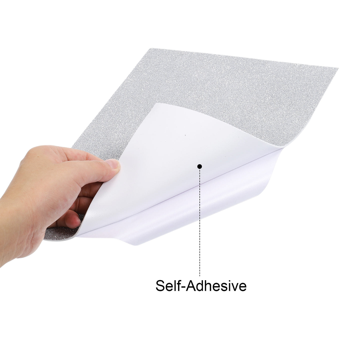 Harfington Glitter EVA Foam Sheets Soft Paper Self-Adhesive 11.8x7.8 Inch Silver Tone 2 Pcs
