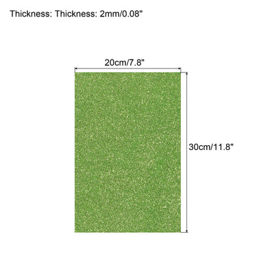 Harfington Glitter EVA Foam Sheets Soft Paper Self-Adhesive 11.8 x 7.8 Inch Dark Green 2Pcs