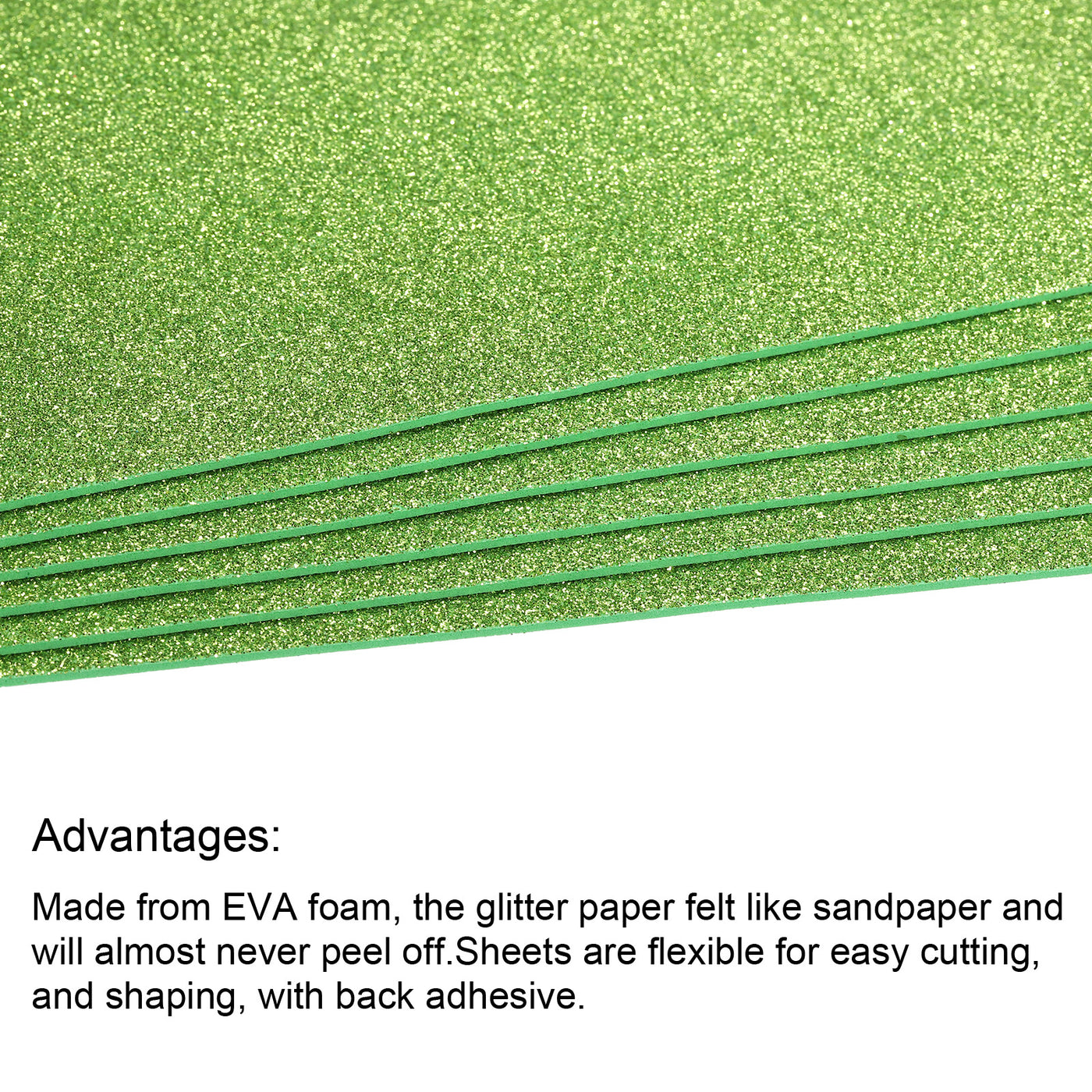 Harfington Glitter EVA Foam Sheets Soft Paper Self-Adhesive 11.8 x 7.8 Inch Dark Green 2Pcs