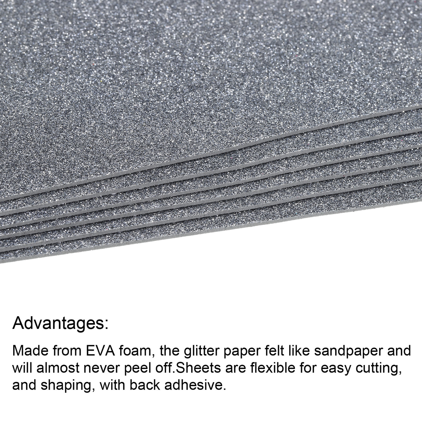Harfington Glitter EVA Foam Sheets Soft Paper Self-Adhesive 11.8 x 7.8 Inch Black 2 Pcs