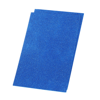 Harfington Glitter EVA Foam Sheets Soft Paper Self-Adhesive 11.8 x 7.8 Inch Dark Blue 2 Pcs