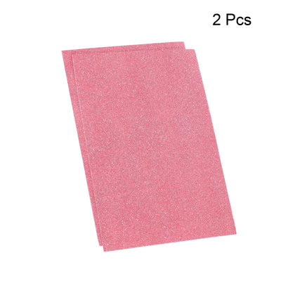 Harfington Glitter EVA Foam Sheets Soft Paper Self-Adhesive 11.8 x 7.8 Inch Pink 2 Pcs