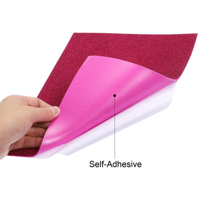 Harfington Glitter EVA Foam Sheets Soft Paper Self-Adhesive 11.8 x 7.8 Inch Rose Red 6 Pcs