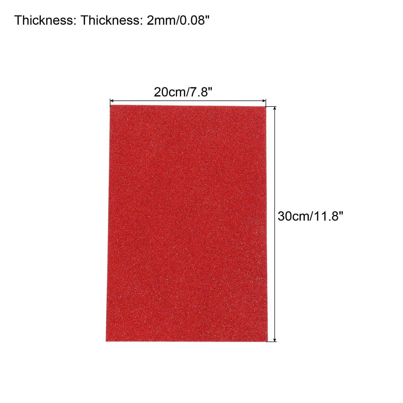Harfington Glitter EVA Foam Sheets Soft Paper Self-Adhesive 11.8 x 7.8 Inch Red 6 Pcs
