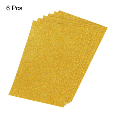 Harfington Glitter EVA Foam Sheets Soft Paper Self-Adhesive 11.8 x 7.8 Inch Gold Tone 6 Pcs