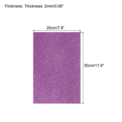 Harfington Glitter EVA Foam Sheets Soft Paper Self-Adhesive 11.8x7.8 Inch Light Purple 6Pcs