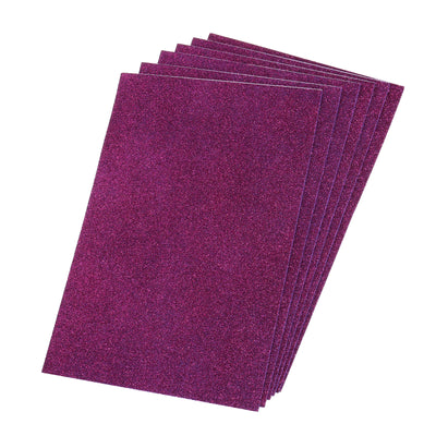Harfington Glitter EVA Foam Sheets Soft Paper Self-Adhesive 11.8 x 7.8 Inch Fuchsia 6 Pcs