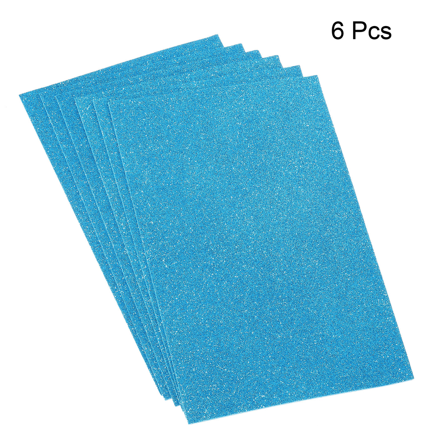 Harfington Glitter EVA Foam Sheets Soft Paper Self-Adhesive 11.8x7.8 Inch Light Blue 6Pcs