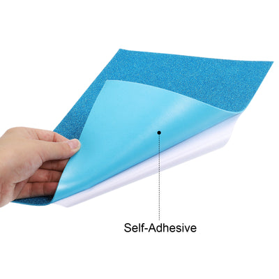 Harfington Glitter EVA Foam Sheets Soft Paper Self-Adhesive 11.8x7.8 Inch Light Blue 6Pcs