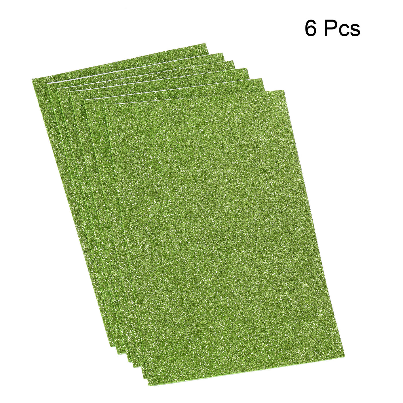 Harfington Glitter EVA Foam Sheets Soft Paper Self-Adhesive 11.8x7.8 Inch Light Green 6 Pcs