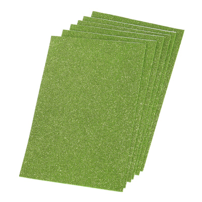 Harfington Glitter EVA Foam Sheets Soft Paper Self-Adhesive 11.8x7.8 Inch Light Green 6 Pcs