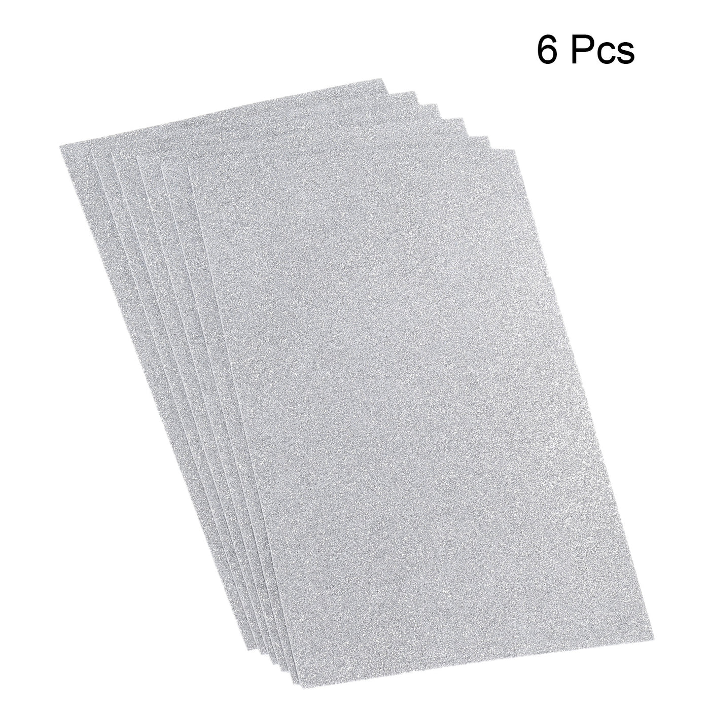 Harfington Glitter EVA Foam Sheets Soft Paper Self-Adhesive 11.8x7.8 Inch Silver Tone 6 Pcs