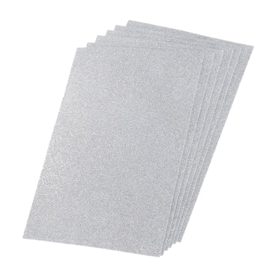 Harfington Glitter EVA Foam Sheets Soft Paper Self-Adhesive 11.8x7.8 Inch Silver Tone 6 Pcs