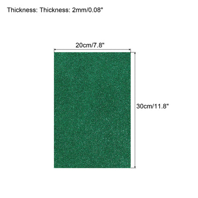 Harfington Glitter EVA Foam Sheets Soft Paper Self-Adhesive 11.8 x 7.8 Inch Green 6 Pcs