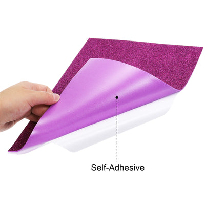 Harfington Glitter EVA Foam Sheets Soft Paper Self-Adhesive 11.8x7.8 Inch Dark Purple 6 Pcs