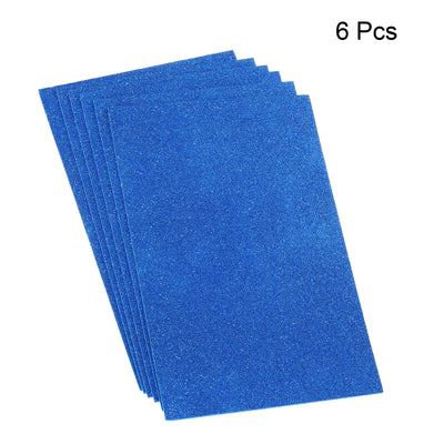 Harfington Glitter EVA Foam Sheets Soft Paper Self-Adhesive 11.8 x 7.8 Inch Dark Blue 6 Pcs