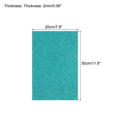 Harfington Glitter EVA Foam Sheets Soft Paper Self-Adhesive 11.8 x 7.8 Inch Light Blue 6Pcs