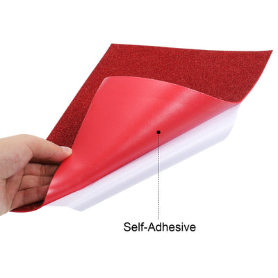 Harfington Glitter EVA Foam Sheets Soft Paper Self-Adhesive 11.8 x 7.8 Inch Red 12 Pcs