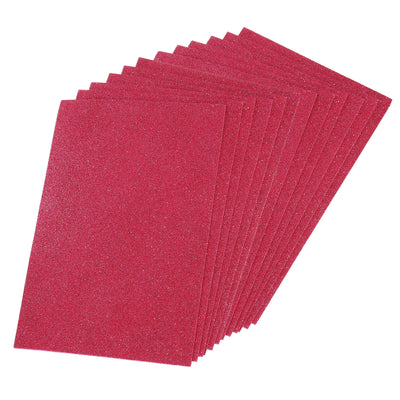 Harfington Glitter EVA Foam Sheets Soft Paper Self-Adhesive 11.8 x 7.8 Inch Light Red 12Pcs