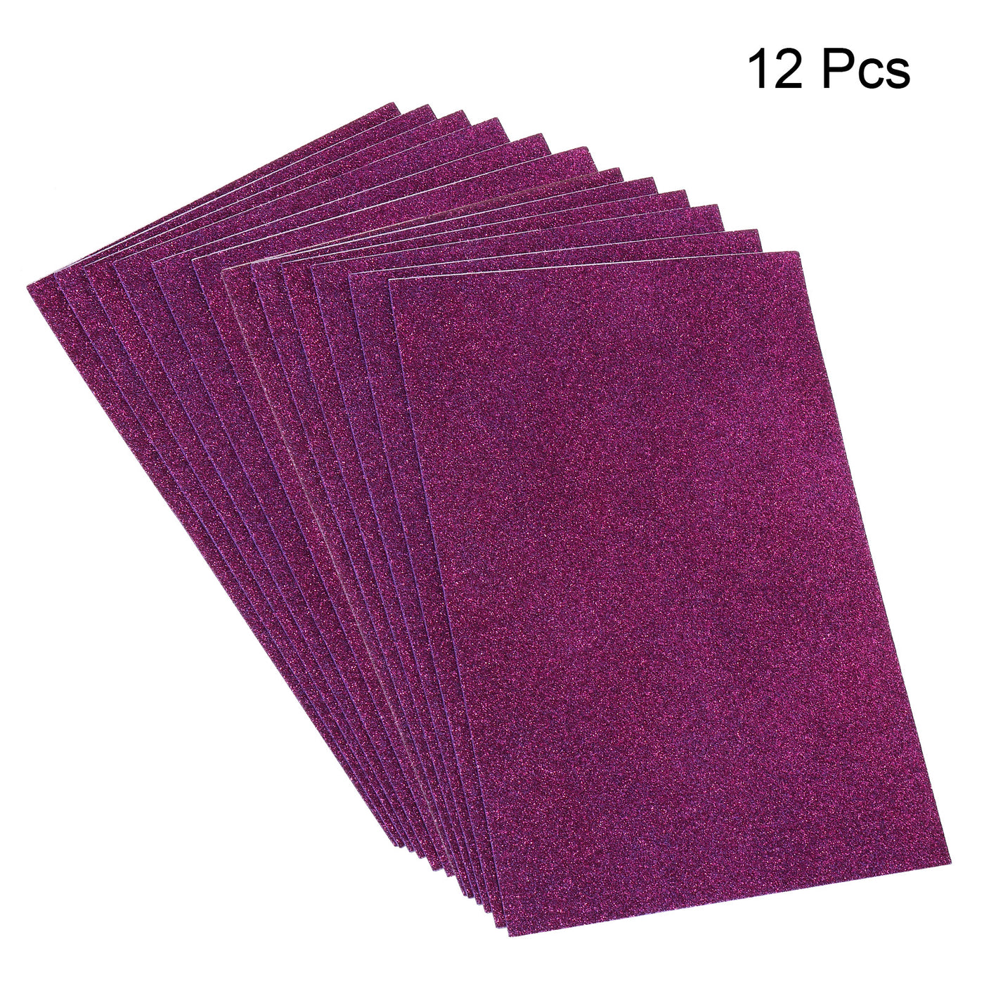 Harfington Glitter EVA Foam Sheets Soft Paper Self-Adhesive 11.8 x 7.8 Inch Fuchsia 12 Pcs