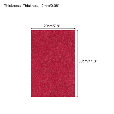 Harfington Glitter EVA Foam Sheets Soft Paper Self-Adhesive 11.8 x 7.8 Inch Dark Red 12 Pcs