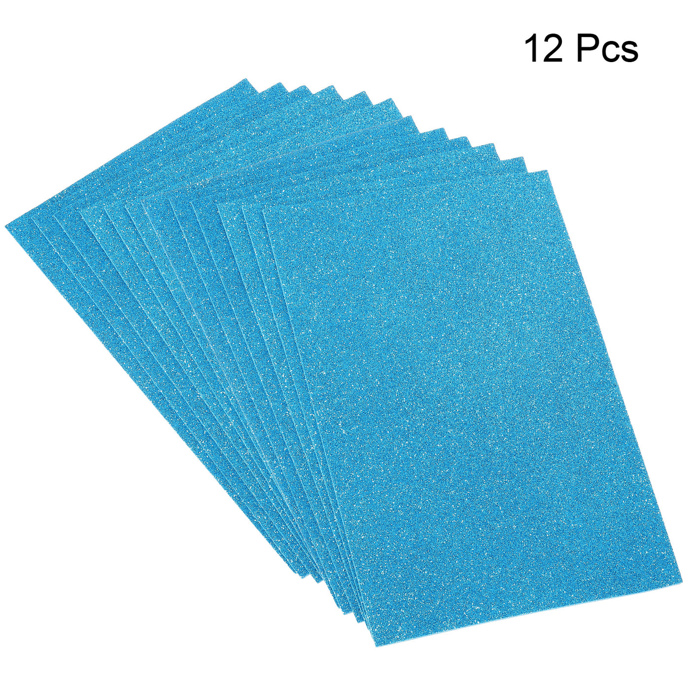Harfington Glitter EVA Foam Sheets Soft Paper Self-Adhesive 11.8x7.8 Inch Light Blue 12 Pcs