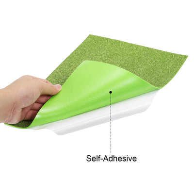 Harfington Glitter EVA Foam Sheets Soft Paper Self-Adhesive 11.8x7.8 Inch Light Green 12Pcs