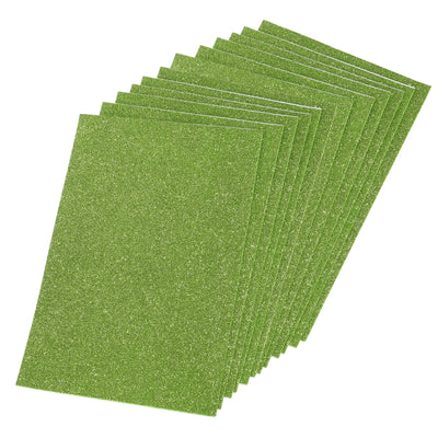 Harfington Glitter EVA Foam Sheets Soft Paper Self-Adhesive 11.8x7.8 Inch Light Green 12Pcs