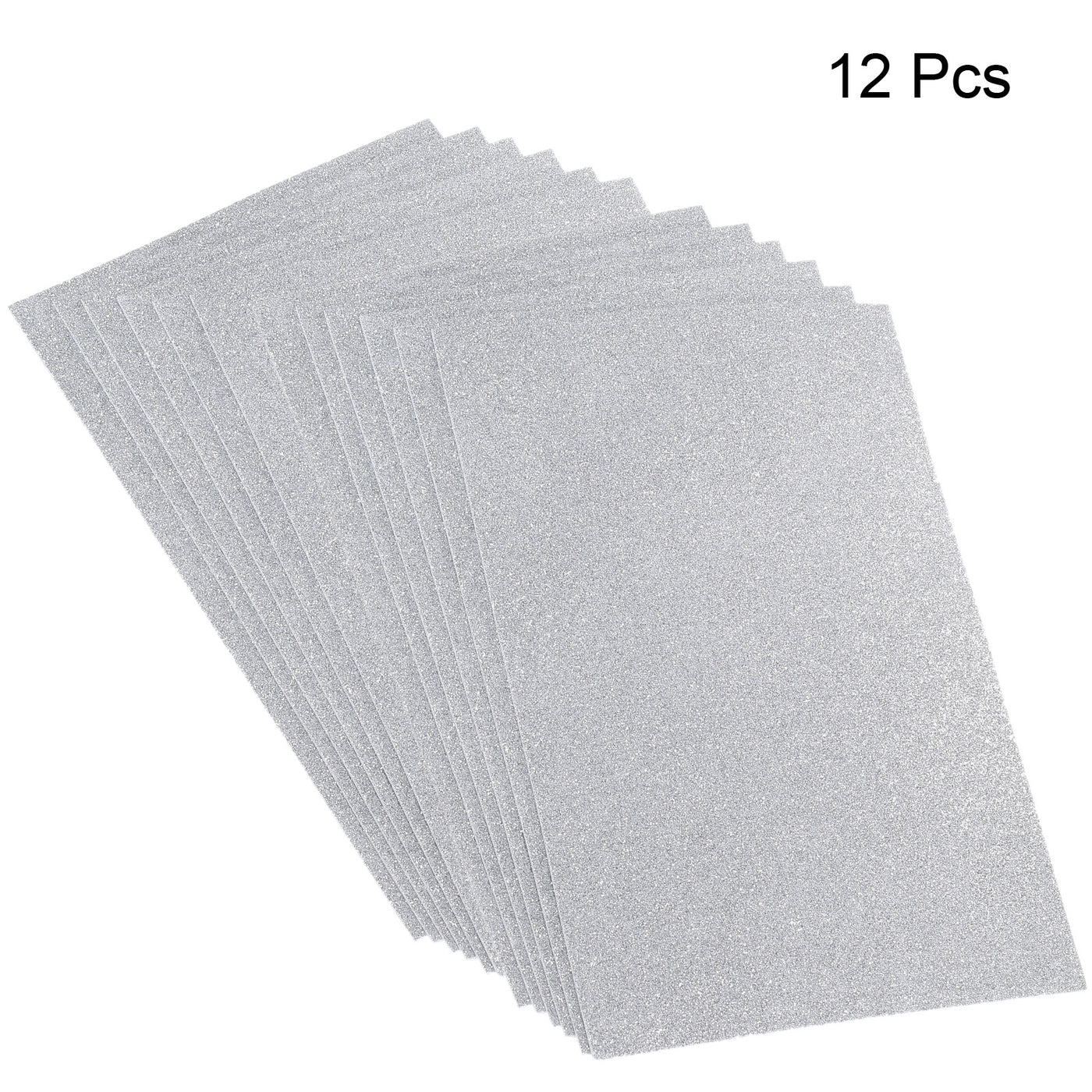 Harfington Glitter EVA Foam Sheets Soft Paper Self-Adhesive 11.8x7.8 Inch Silver Tone 12Pcs