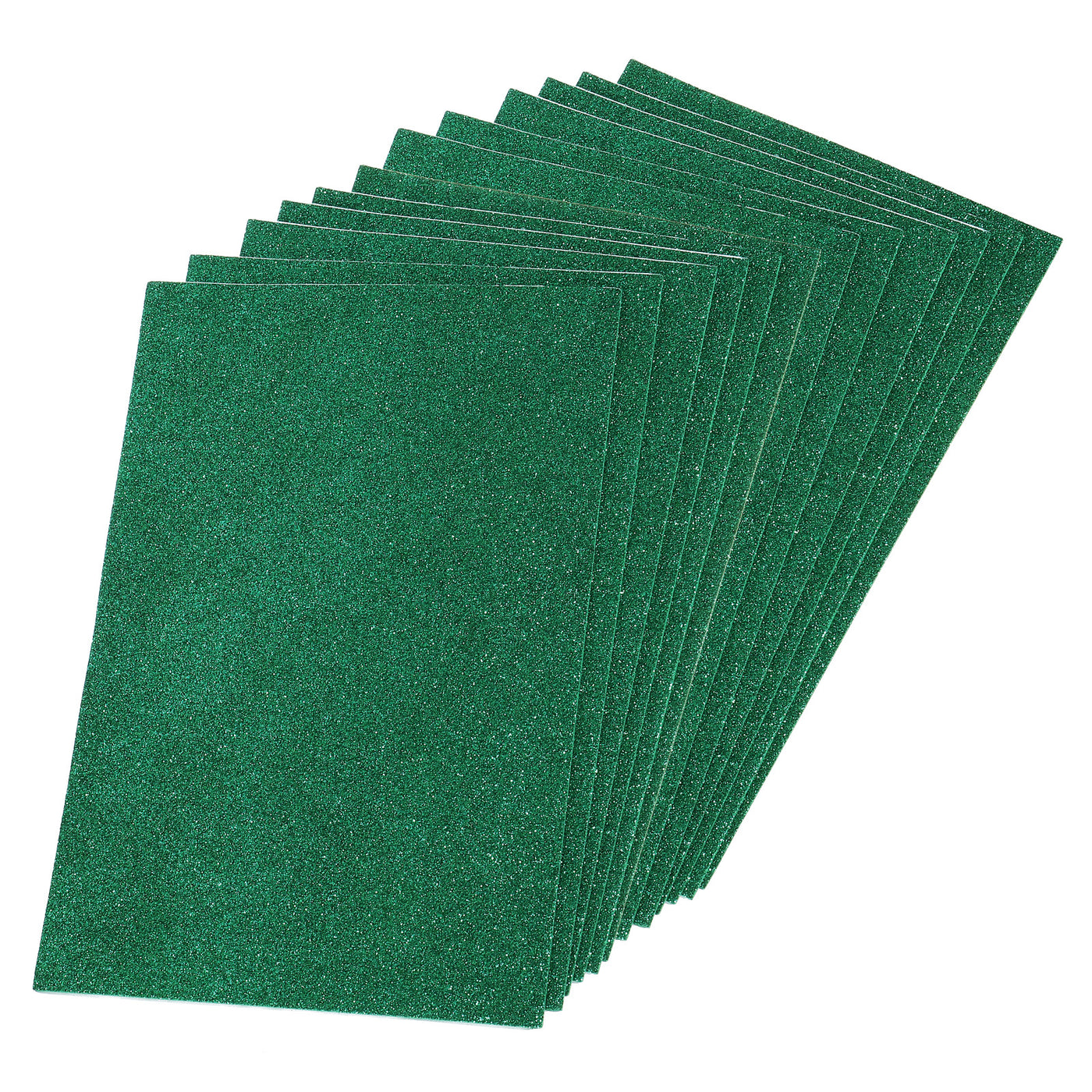 Harfington Glitter EVA Foam Sheets Soft Paper Self-Adhesive 11.8 x 7.8 Inch Green 12 Pcs