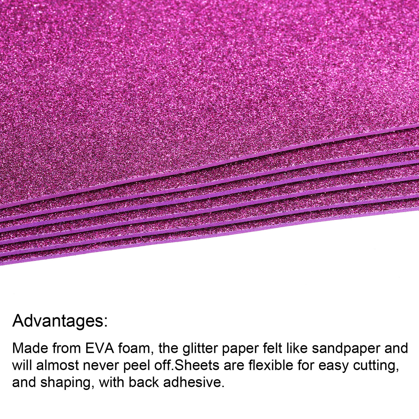 Harfington Glitter EVA Foam Sheets Soft Paper Self-Adhesive 11.8x7.8 Inch Dark Purple 12Pcs