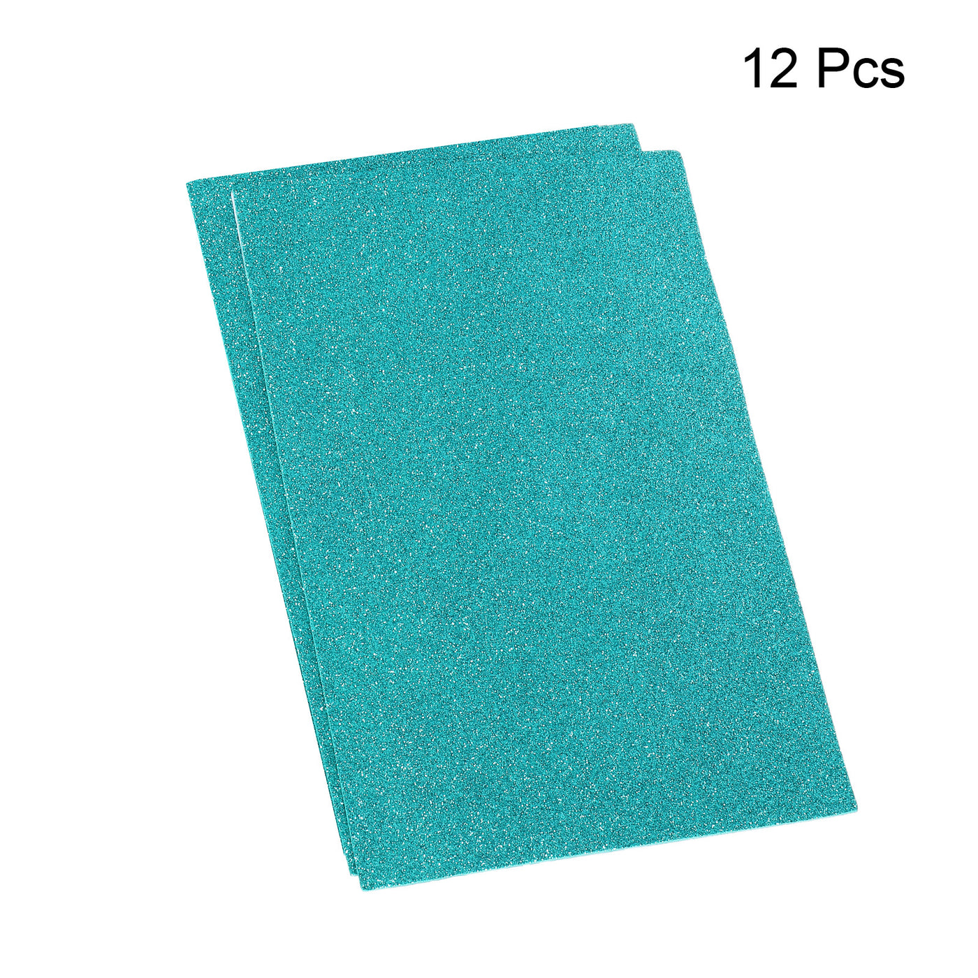 Harfington Glitter EVA Foam Sheets Soft Paper Self-Adhesive 11.8x7.8 Inch Light Blue 12Pcs