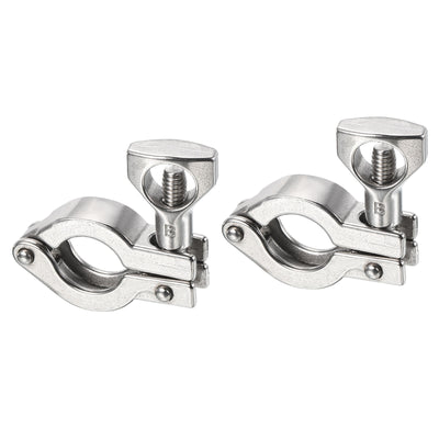 Harfington 0.75" Vacuum Clamp, 2 Pack 201Stainless Steel Hose Clamp with Nut, Silver
