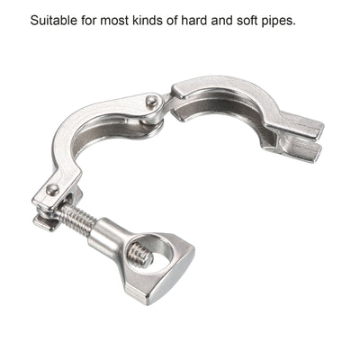 Harfington 0.98" Vacuum Clamp, 1 Pack 201Stainless Steel Hose Clamp with Nut, Silver