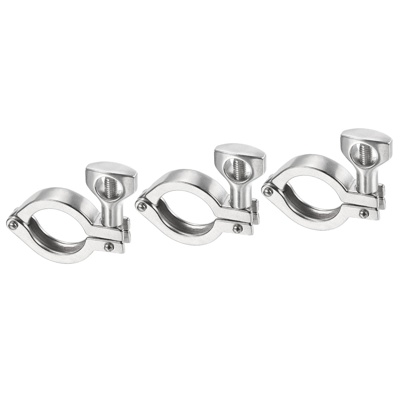 Harfington 1.26" Vacuum Clamp, 3 Pack 201Stainless Steel Hose Clamp with Nut, Silver