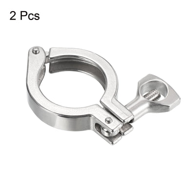 Harfington 1.5" Vacuum Clamp, 2 Pack 201Stainless Steel Hose Clamp with Nut, Silver