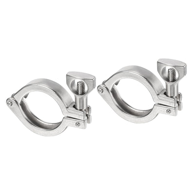 Harfington 1.5" Vacuum Clamp, 2 Pack 201Stainless Steel Hose Clamp with Nut, Silver
