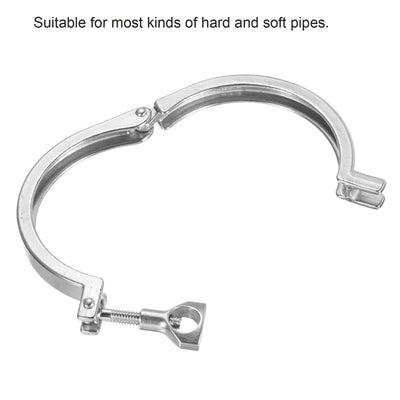 Harfington 3.5" Vacuum Clamp, 1 Pack 201Stainless Steel Hose Clamp with Nut, Silver