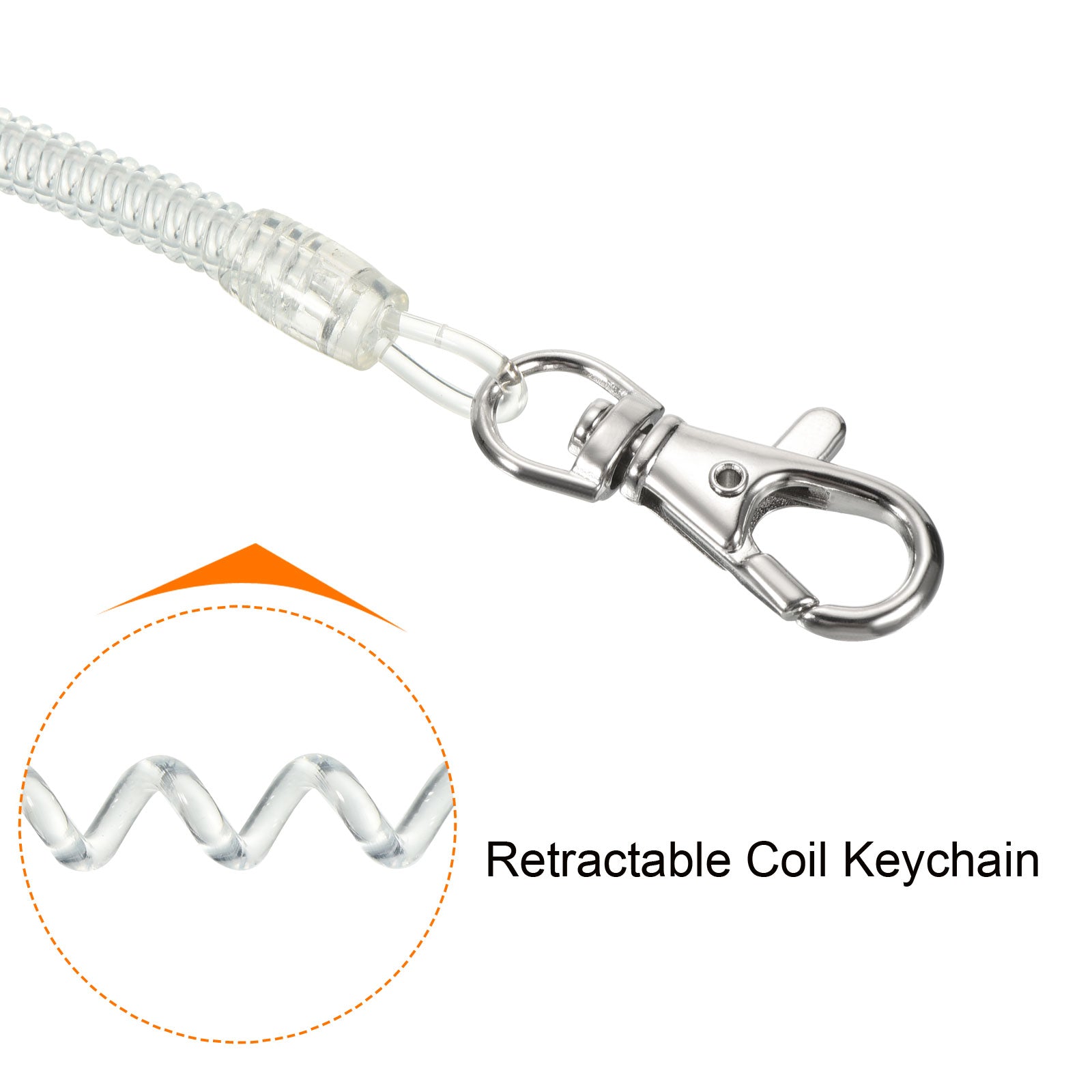 Retractable Coil Spring Keychain with Lobster Clasps 8
