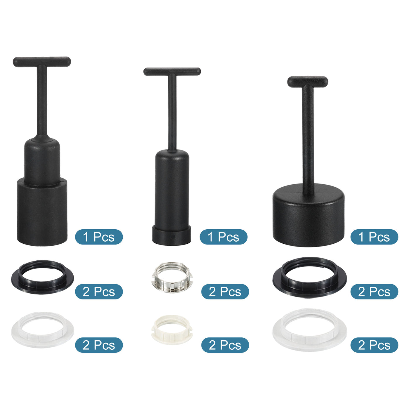 Harfington G9/E14/E27 Light Socket Rings Metal Lamp Shade Holder Ring Replacement with Removal Tool Black White 1 Set