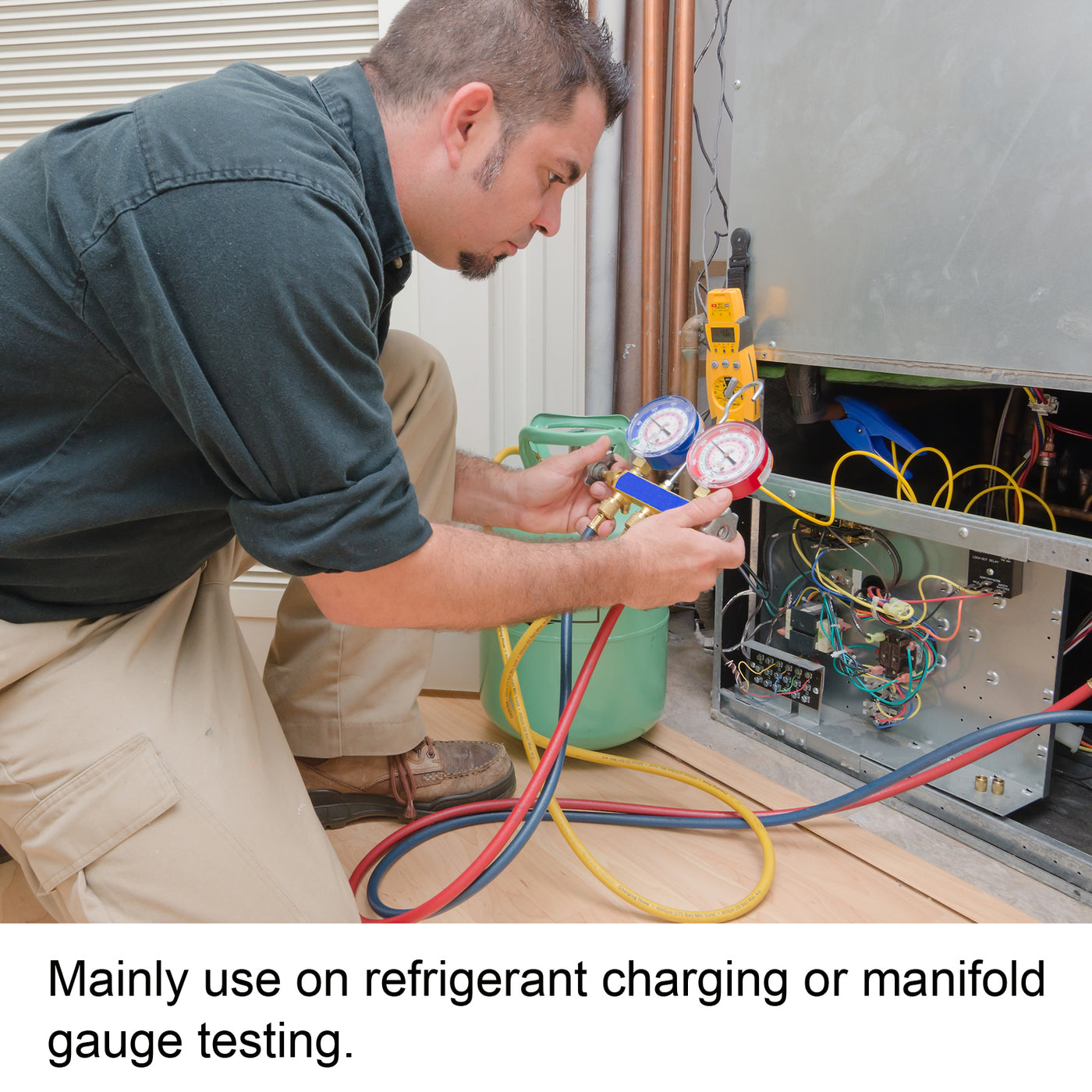 Harfington Refrigerant Charging Hose, HVAC Hose for Air Conditioner Manifold Gauge Refrigeration Maintenance
