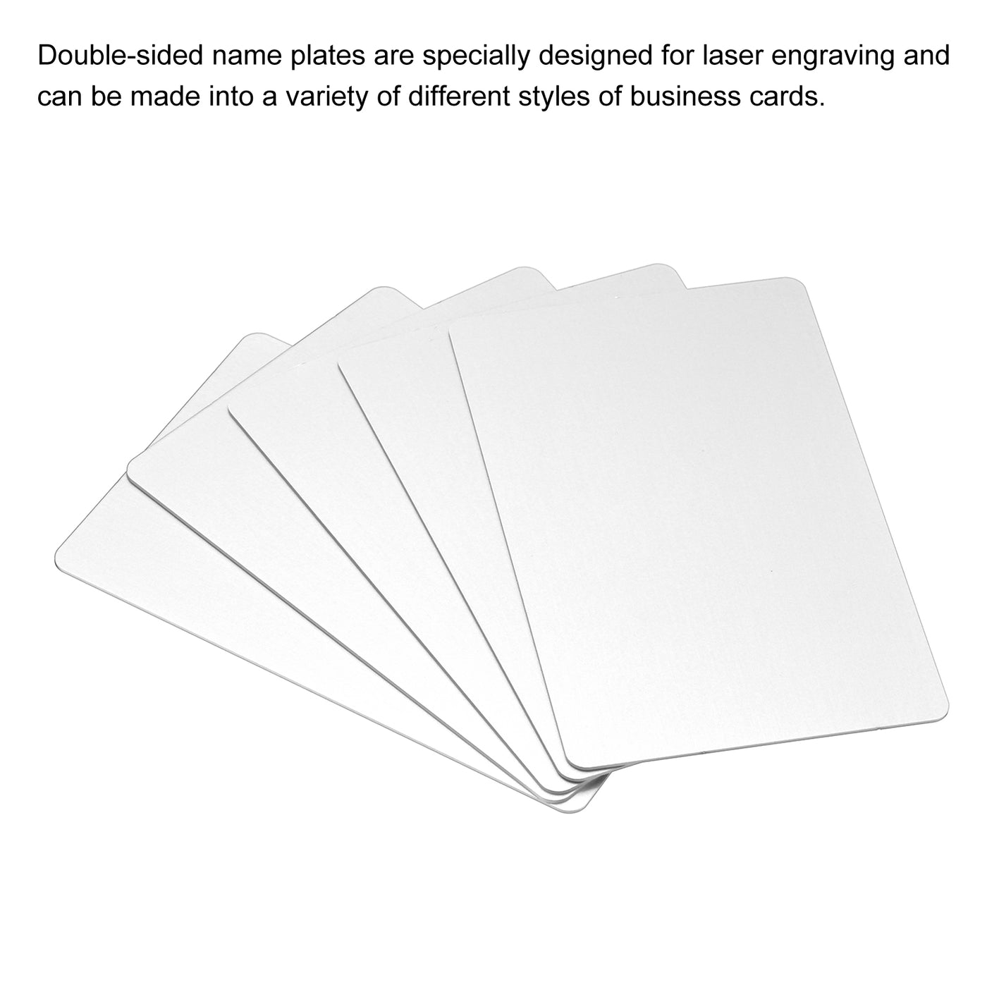 Harfington 0.8mm Metal Business Cards Name Card Laser Engraving Aluminum, Silver 5pcs