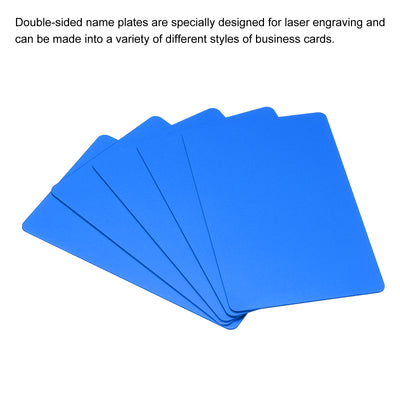 Harfington 0.8mm Metal Business Cards Name Card Laser Engraving Aluminum, Blue 5pcs