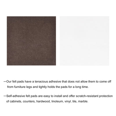 Harfington Uxcell Felt Furniture Pads, 25mm x 25mm Self Adhesive Square Floor Protectors for Furniture Legs Hardwood Floor, Brown 12Pcs