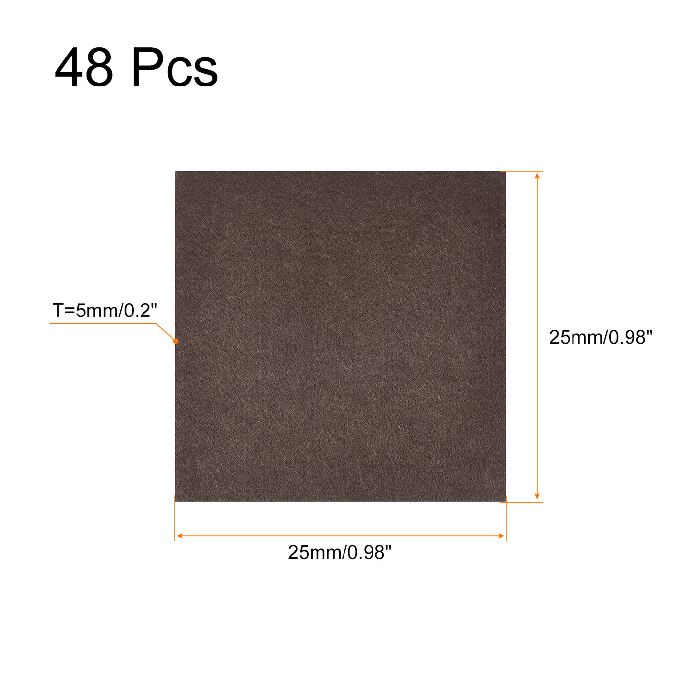 uxcell Uxcell Felt Furniture Pads, 25mm x 25mm Self Adhesive Square Floor Protectors for Furniture Legs Hardwood Floor, Brown 48Pcs