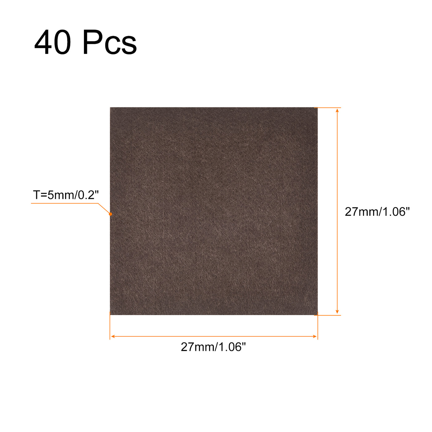 uxcell Uxcell Felt Furniture Pads, 27mm x 27mm Self Adhesive Square Floor Protectors for Furniture Legs Hardwood Floor, Brown 40Pcs