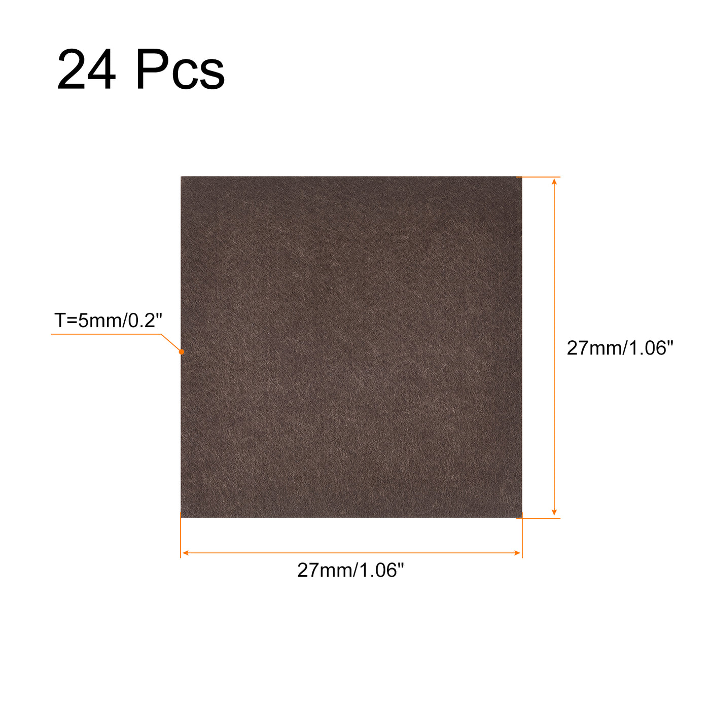 uxcell Uxcell Felt Furniture Pads, 27mm x 27mm Self Adhesive Square Floor Protectors for Furniture Legs Hardwood Floor, Brown 24Pcs