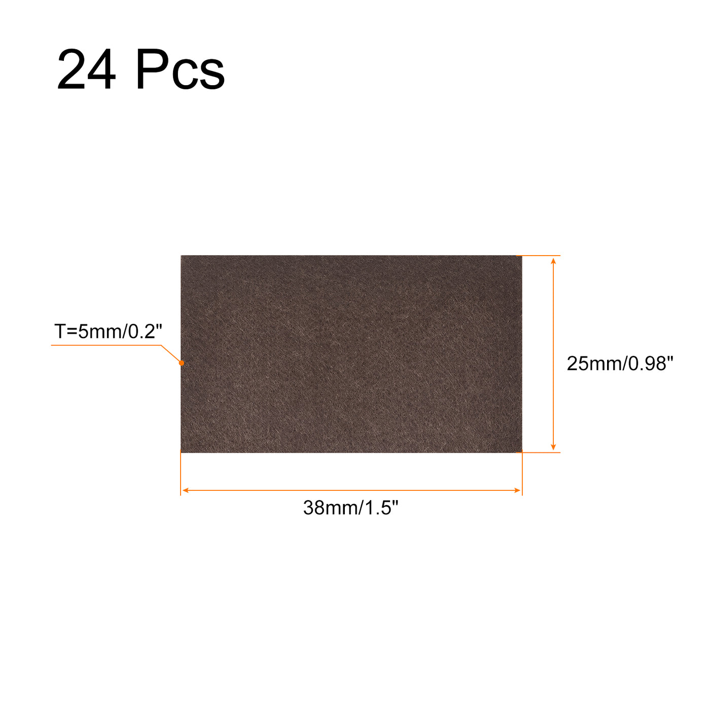 uxcell Uxcell Felt Furniture Pads, 38mm x 25mm Self Adhesive Square Floor Protectors for Furniture Legs Hardwood Floor, Brown 24Pcs