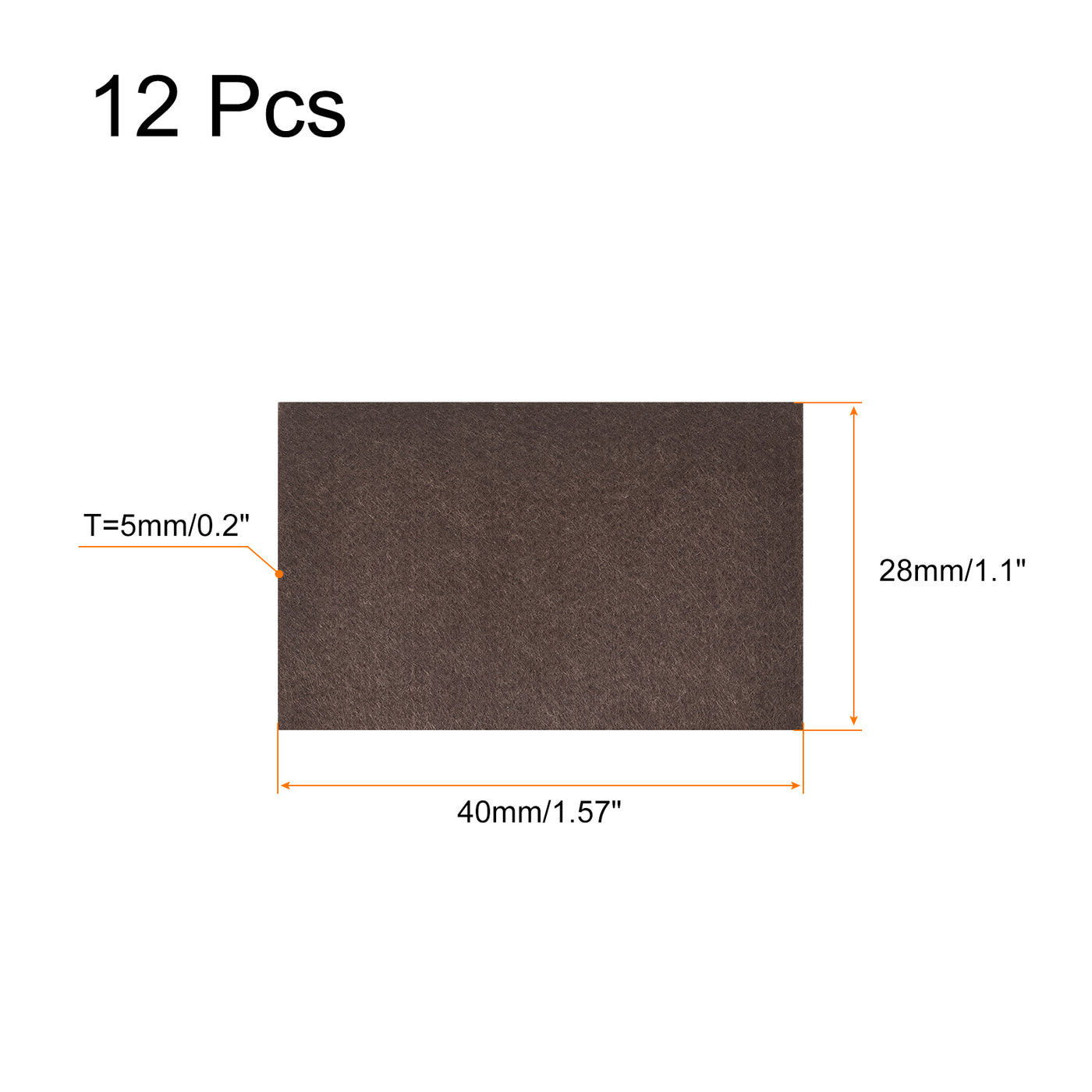 uxcell Uxcell Felt Furniture Pads, 40mm x 28mm Self Adhesive Square Floor Protectors for Furniture Legs Hardwood Floor, Brown 12Pcs